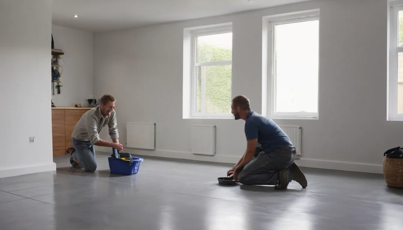 Concrete basement floor with a fresh gray coating in a Lovejoy home